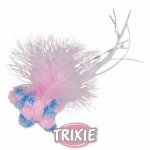 Plyšový motýl růžovo-modrý s peřím a catnipem 9cm