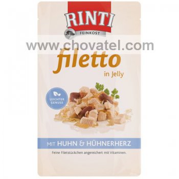 Kapsička RintiFiletto kuře a kuřecí srdíčka v želé 100g