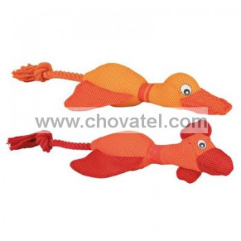 Oranžová slepice / kačena přetahovadlo se zvukem 30cm