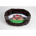 Polštář ovál textil Foto Yorkšír 50cm + Korpus 8 hran hnědý 55cm