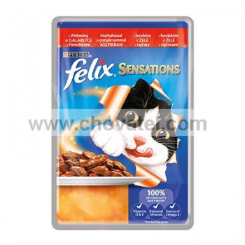 FELIX Sensations s hovězím v želé s rajčaty 85g