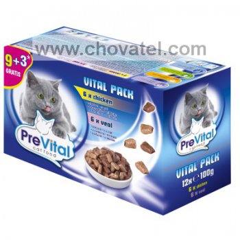 PreVital kapsa kočka 12x100g kuře, telecí