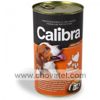 Calibra Dog konzerva krůtí + kuřecí + těstovina 1240g