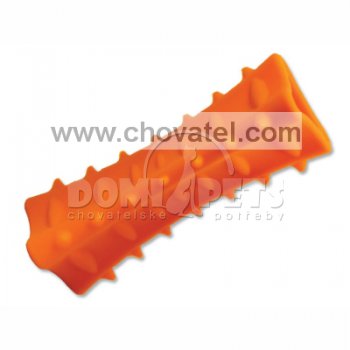 Hračka Dog Fantasy silikon hranol tříboký oranžový 12,5cm