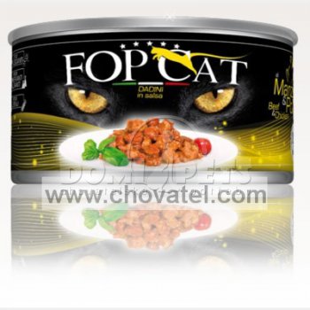 FOP CAT konzerva hovězí a kuřecí kousky 85g
