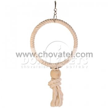 Závěsný bavlněný kruh s dřevěnou koulí 24cm TRIXIE