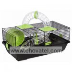 Klec SMALL ANIMAL Libor černá se zelenou výbavou 50,5x28x21cm