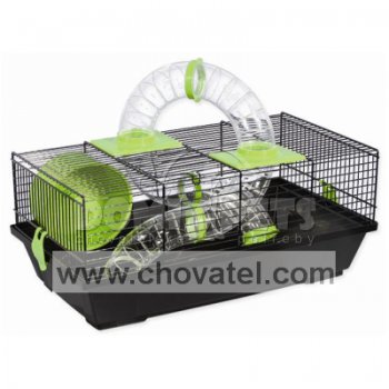 Klec SMALL ANIMAL Libor černá se zelenou výbavou 50,5x28x21cm