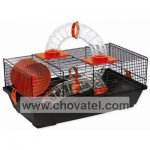 Klec SMALL ANIMAL Libor černá s červenou výbavou 50,5x28x21cm