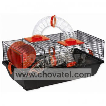 Klec SMALL ANIMAL Libor černá s červenou výbavou 50,5x28x21cm