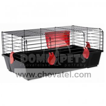 Klec SMALL ANIMAL Ludvík černá s červenou výbavou 58x56x31cm