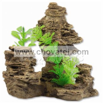 Dekorace Aqua Excellent Skála s rostlinou 14cm