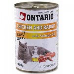 ONTARIO konzerva Chicken, Rabbit, Salmon Oil 400g