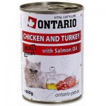 ONTARIO konzerva Chicken, Turkey, Salmon Oil 400g
