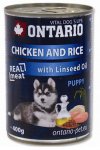 ONTARIO konzerva Puppy Chicken, Rice and Linseed Oil 400g