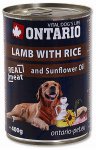 ONTARIO konzerva Lamb, Rice, Sunflower Oil 400g