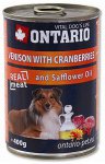 ONTARIO konzerva Venison, Cranberries, Safflower Oil 400g