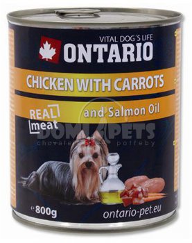 ONTARIO konzerva Chicken, Carrots, Salmon Oil 800g