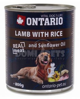 ONTARIO konzerva Lamb, Rice, Sunflower Oil 800g
