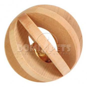Hračka míček s rolničkou dřevo 6cm
