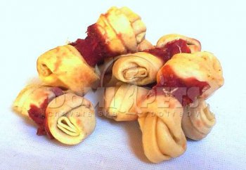 Snack - Uzel z buvolí kůže obalený kachním masem 7cm 250g