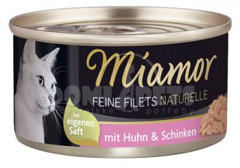 Konzerva MIAMOR Feine Filets Naturelle kuře + šunka ve šťávě 80g