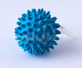Míček s bodlinami pískací - modrý 6,8cm