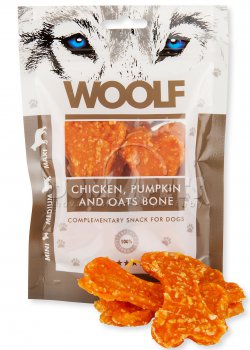 WOOLF pochoutka large Chicken, Pumpkin, Oats bone 100g
