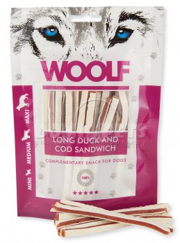 WOOLF pochoutka soft Duck and Cod sandwich long 100g