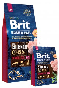 Brit Premium Dog Nature Senior L + XL 3 x 15kg
